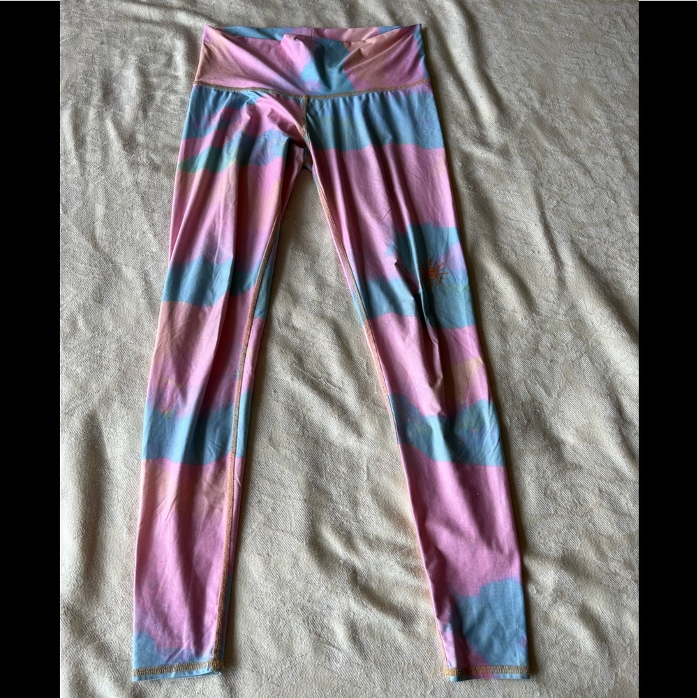 Pink teeki leggings. Moon cycles detail on back.